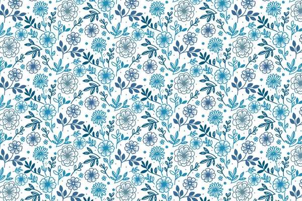 Mavi tek sıra çiçek desenli zarif gül ve masa üstleri için pamuk çizimleri ve hediye paketleri.