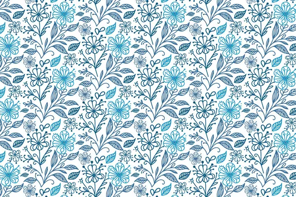 Zarif el çizimi mavi çiçek deseni ve ev yapımı ve moda baskıları için en az çizgi çizilmiş gül yaprakları ve çiçekler.