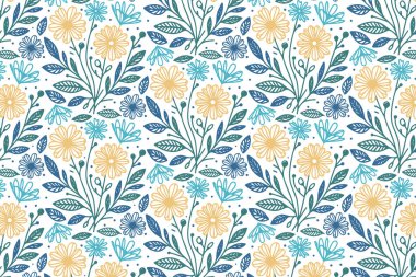 Moda elbisesi kumaş ambalajı, tekstil yastık baskısı ve dekoratif hediye paketi için yapılmış kusursuz çiçek deseni.