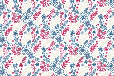 Çiçek desenli kusursuz desenli, çiçekli çizimler defter sanatı için ideal kadınlar döşeme ve perde baskısı giyerler.