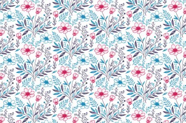 Kağıt kumaş baskı çarşafları ve mutfak giysisi tasarımı için sürekli botanik çizgileri olan kusursuz çiçek deseni.