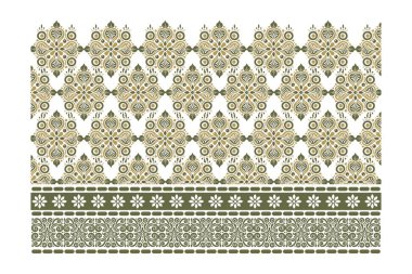 Etnik motiflere sahip kusursuz süs çiçekleri deseni ve kumaş arka planı ve paketleme amaçları için geleneksel yineleme