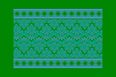 İç mimari moda kullanımı ve yüzey tasarımı için dekoratif tekrarlama desenleri ve etnik motifleri olan kusursuz çiçek sınırı