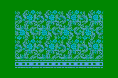 Duvar kâğıdı yüzey baskıları ve geleneksel kadın moda kumaşı tasarımı için süs çiçekleri sınırına sahip etnik ve pürüzsüz desen