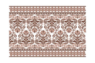 Çiçeksiz desenli süs kenarı ve yüzey tekstil kumaşı tasarımı ve ambalaj kağıdı için etnik dekorasyonlu.