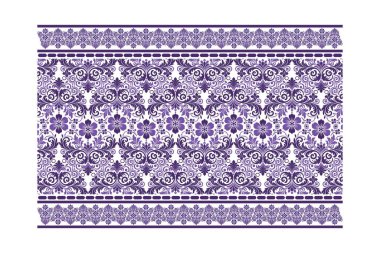 Moda kumaşı ambalaj grafikleri ve ev aksesuarları için kusursuz çiçek desenli klasik süs kenarı