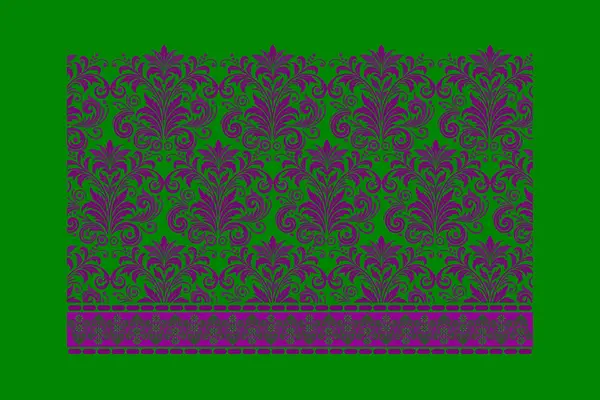 Etnik tekstil yastıkları, moda kumaşı ve botanik illüstrasyonları için süs çiçeği desenli dekoratif sınır tasarımı