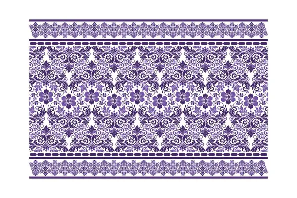 Moda kumaşı ambalaj grafikleri ve ev aksesuarları için kusursuz çiçek desenli klasik süs kenarı