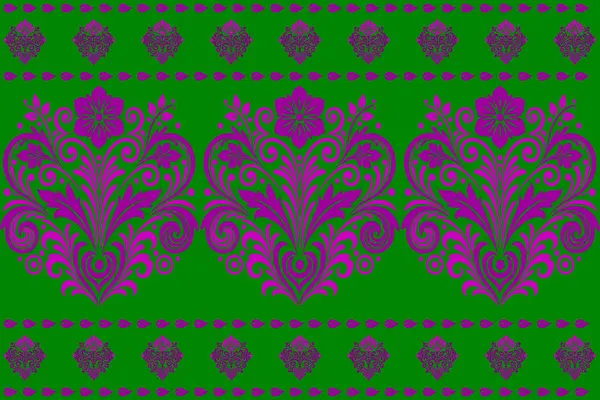 Sınır motifi ve kumaş yastıkları ve moda tasarımı için geleneksel etnik sanat eserlerine sahip süs çiçekleri olmayan desenler.