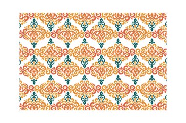 Etnik botanik tekrarı olan kusursuz çiçek desenleri ve yastık kılıfları ve zarif moda kumaşları için süslü kenarları var.