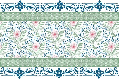Çiçeksel çizimler. Kusursuz nakışlı eskiz. Tekstil bir sınır çizgisi. Yaprak çizimi tasarımı. En az botanik tekrarı. özet doku elementleri