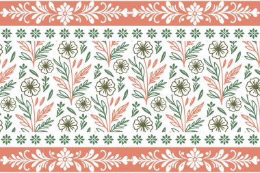 Kusursuz çiçek elementleri. İşlemeli taç yaprağı eskizi. Bir sıra sınır tasarımı. Tekstil ana hatları. Botanik çizimleri. modern doku tekrarı