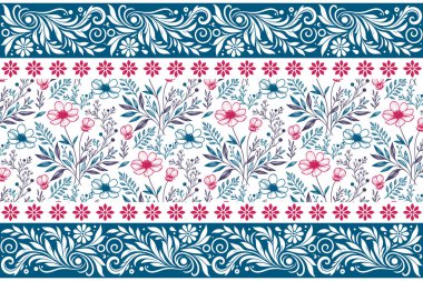 Çiçeksel çizim kalıbı. Asgari çizgi yaprakları. Kusursuz botanik tekrarı. Sınır nakışı sanatı. Tekstil çiçek tasarımı. Zarif dış hat dokusu