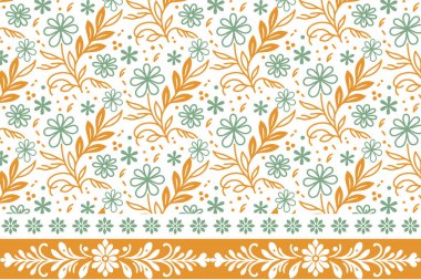 Bir çizgi çiçek çizimi. Çiçekli nakış deseni. Kusursuz tekstil sınırı. Asgari yaprak çizimi. Botanik taslak tekrarı. modern tasarım dokusu