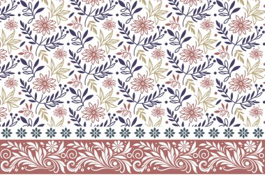 Bir satırda desen. Zarif kenarı olan bir çiçek tasarımı. Elle çizilmiş nakış eskizi. Kusursuz botanik doku. Minimum taç yaprakları tekrar eder. tekstil çiçekli taslak