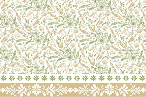 Taslak taç yaprakları skeci. İşlemeli çiçekli tekrar. Kusursuz sınır düzeni. Bir çizgi desen çizimi. El yapımı tekstil tasarımı. Botanik modern elementler