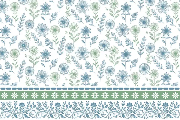 Çiçek tasarımı taslağı. Kusursuz nakış deseni. Tekstil taslak elementleri. El çizimi sınır taçyaprakları. Bir çizgi dokuyu tekrarlıyor. modern botanik arkaplanı