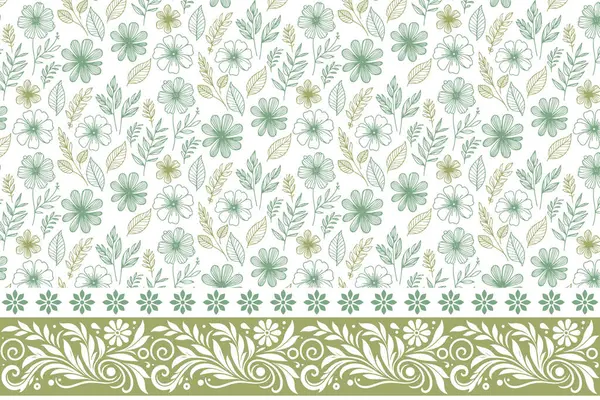 Modern tekstil modeli. Sınır tekrarı. Kusursuz çiçek desenleri. İşlemeli taslak taç yaprakları. Elle çizilmiş tasarım tek satırda. Botanik arkaplan dokusu