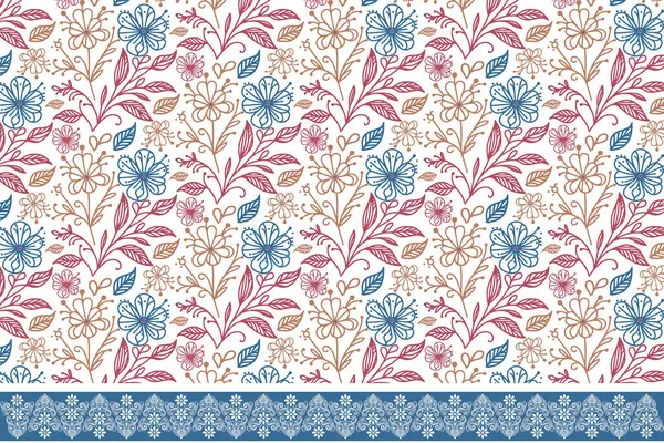 Çiçek nakışının ana hatları. Asgari çizgi çizimi. Kusursuz sınır düzeni. El çizimi çiçek çizimi. Tekstil yaprakları tekrarlanıyor. modern botanik dokusu