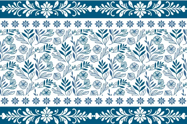 Tek sıra mavi taç yaprakları. Kusursuz çiçekli nakış nakışı. Modern eskiz kalıbı. Botanik tekstil elementleri. El çizimi tasarımı. temiz çiçek arka planı tekrarla