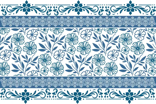 Mavi işlemeli çizgi sanatı. Çiçek desenli. Kusursuz botanik desen. Modern el yaprağı çizimi. Minimum tekstil eskizi. özet çiçek arkaplanı