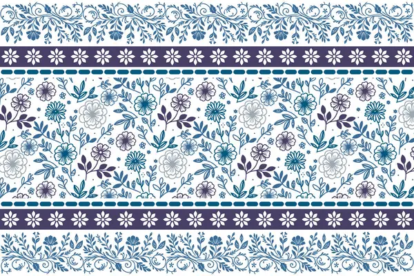 Mavi çiçek desenli duvar kâğıdı. Kusursuz taslak yapraklar. İşlemeli bir çizgi tasarımı. El çizimi botanik desen. En az tekstil tekrarı. modern çiçek elementleri