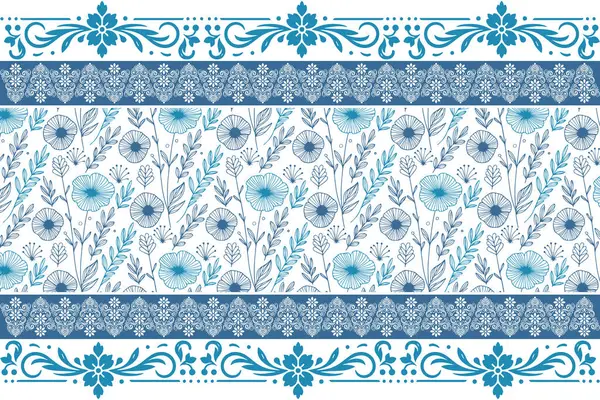 Mavi çiçek desenli tasarım. Botanik taslak taslağı. Kusursuz bir taç yaprağı. Minimum nakış elementleri. El yapımı doku. modern tekstil arkaplanı