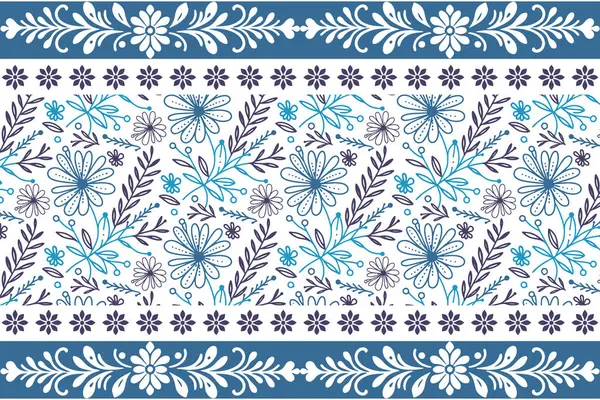 Bir sıra mavi nakış. Kusursuz çiçek çizimi. Modern botanik geçmişi. El çizimi yapraklar. Minimum özet tekrar. Zarif tekstil deseni