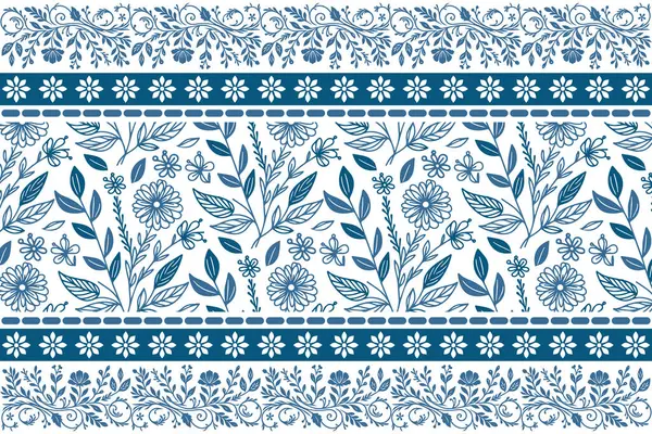 Mavi, pürüzsüz taç yaprakları. Çiçekli nakış eskizi. Bir çizgi botanik tasarımı. Zarif tekstil deseni. Özet çiçek dokusu. temiz modern arkaplan