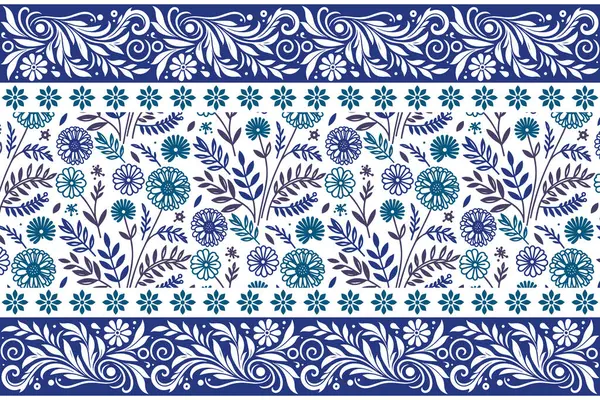 Mavi botanik taslak tekrarı. Dikensiz çiçek nakışı. El çizimi çiçek dokusu. Bir çizgi taçyaprakları eskizi. Modern temiz tasarım. Zarif tekstil duvar kağıdı