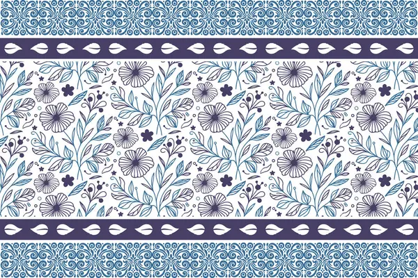 Mavi asgari çizim. Zarif çiçek elementleri. Kusursuz botanik duvar kağıdı. El çizimi çiçek yaprakları. Modern tekstil modeli. bir satır tasarımı