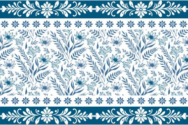 Mavi, pürüzsüz çiçek deseni. Bir çizgi çiçek çizimi. Minimum zarif taç yaprağı. Basit beyaz arka plan. Çizgili sanat çiçekleri. Moda tekstili