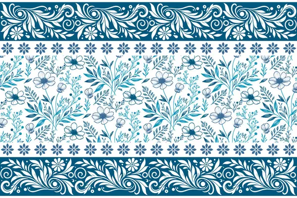 Mavi, pürüzsüz çiçek izi. Çiçeksel nakış dokusu. El yapımı botanik sanatı. Çiçeklerin ana hatlarını çiz. Temiz modern model. tekstil moda tasarımı