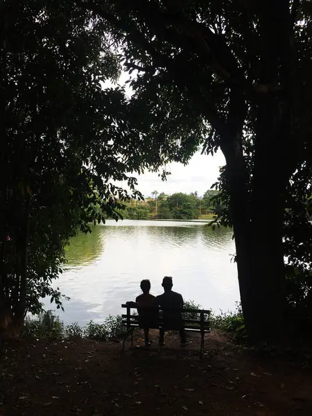 Öğleden sonra turizm konseptiyle gölün manzarası..