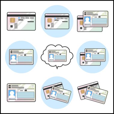 Bireysel Numara Kartı (My Number Card) illüstrasyonu, ön ve arka. İllüstrasyon etrafında vektör verileri şeffaftır.