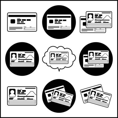 Yeni Bireysel Numarası Kartı (Numaralı Kartım), ön ve arka. (set) Japon kimlik kartı tabanlı yeni tasarım 2026. Vektör biçimi tek renkli siyah, tüm beyaz alanlar saydamdır.