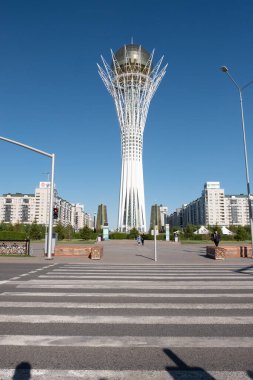 Astana, Kazakistan - 16 Mayıs 2019: Kazakistan 'ın başkenti Astana' daki Baiterek Kulesi.