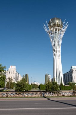 Astana, Kazakistan - 16 Mayıs 2019: Kazakistan 'ın başkenti Astana' daki Baiterek Kulesi.