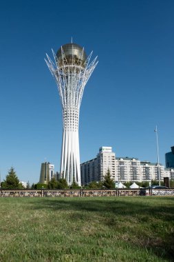 Astana, Kazakistan - 16 Mayıs 2019: Kazakistan 'ın başkenti Astana' daki Baiterek Kulesi.