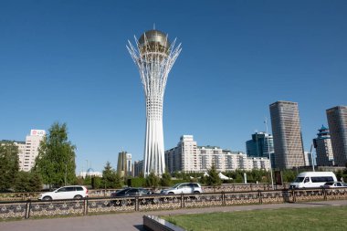 Astana, Kazakistan - 16 Mayıs 2019: Kazakistan 'ın başkenti Astana' daki Baiterek Kulesi.