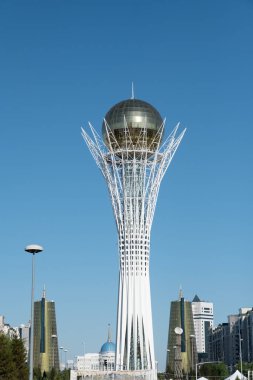 Astana, Kazakistan - 16 Mayıs 2019: Kazakistan 'ın başkenti Astana' daki Baiterek Kulesi.