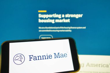 Roosendaal, Hollanda - 29 Temmuz 2025: Fannie Mae 'nin şirket logosunu gösteren bir cep telefonu.