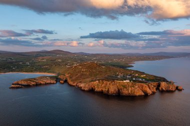 Dunree Kalesi 'nin Sunset, Dunree Head, Donegal, İrlanda Hava Görüntüsü