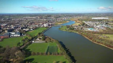 Dundalk Körfezi üzerinde güzel bir uçuş, County Louth, İrlanda Cumhuriyeti