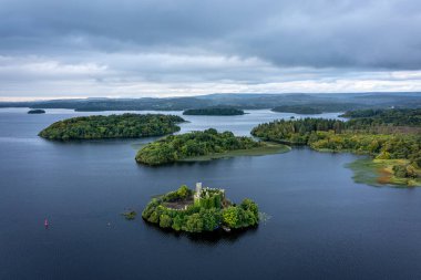 Lough Key, County Roscommon, İrlanda üzerinde hava manzarası
