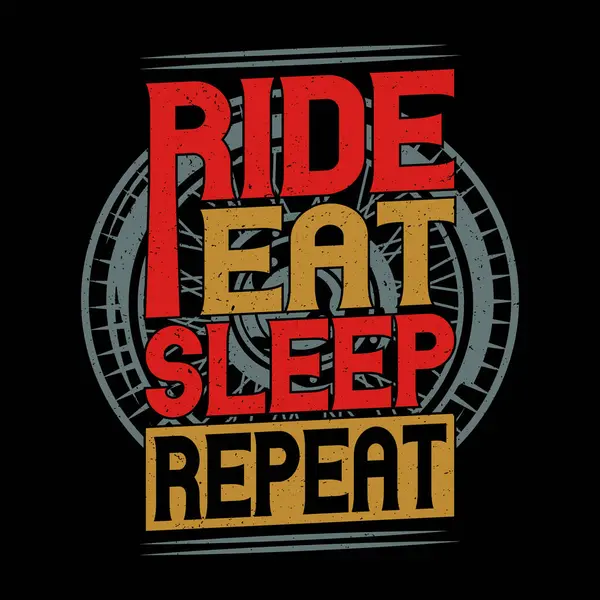 Ride Eat Sleep Tekrarlıyorum - motosiklet tipografisi tişört tasarımı vintage vektör grafikleri.