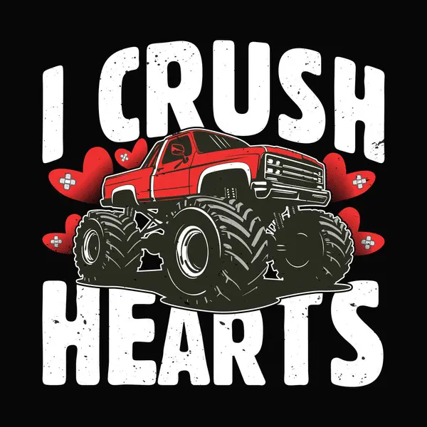 Canavar Kamyonet Kalpleri Kırdım Sevgililer Günü Tişört Tasarımı