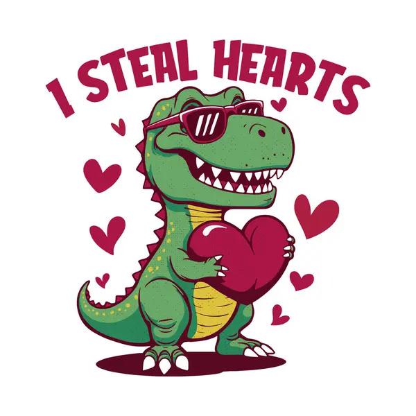 Ben Hearts T-Rex Dinozor Sevgililer Günü Tişört Tasarımı Çalıyorum.