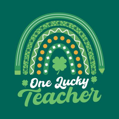 Aziz Patrick Günü Gökkuşağı Yılan Tişörtü - Bir Şanslı Öğretmen Tişörtü Tasarımı