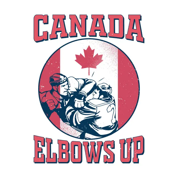 Kanada Hokey Oyunu Referans Vector T-Shirt Tasarımı Yapıyor